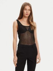Guess Top W5YR29 Z37G0 Czarny Regular Fit. Czarne topy damskie Guess, m, z aplikacjami, z syntetyku, bez kołnierzyka. Za 219.99 zł.