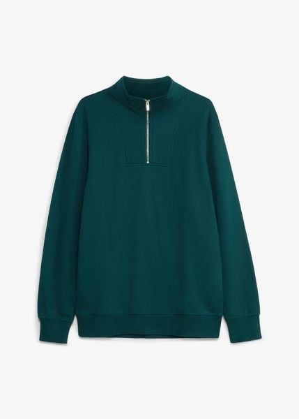 Bluza ze stójką z czystej bawełny organicznej. Czarne bluzy bez kaptura męskie bonprix, m, z bawełny. Za 109.99 zł.
