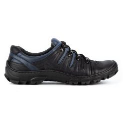 WASAK Buty męskie trekkingowe skórzane 0166W czarne. Czarne buty trekkingowe męskie na jesień, z jeansu, bez zapięcia. Za 408.14 zł.