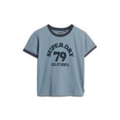 Damska koszulka w kontrastowym kolorze Superdry Athletic Essentials Beach. Niebieskie topy sportowe damskie Superdry., m, bez wzorów, z bawełny, bez ramiączek. Za 155.05 zł.