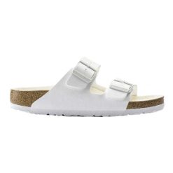 Sandały Arizona Dla Dorosłych Unisex. Białe sandały damskie Birkenstock, z materiału, z okrągłym noskiem, bez zapięcia. Za 299.00 zł.