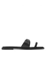 Calvin Klein Klapki Flat Slide Lth HW0HW02071 Czarny. Czarne klapki damskie CALVIN KLEIN, bez wzorów, ze skóry, bez obcasa. Za 269.99 zł.