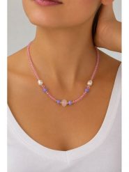 Pierres delicates Pozłacany naszyjnik z kwarcem różowym - dł. 45 cm rozmiar: onesize. Czerwone naszyjniki damskie Pierres delicates, pozłacane. Za 69.95 zł.