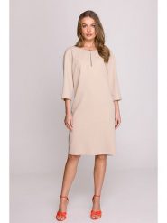 Stylove Sukienka w kolorze beżowym rozmiar: M. Brązowe sukienki damskie Stylove, na co dzień, m, z aplikacjami, bez kołnierzyka, bez ramiączek, midi, proste. Za 228.38 zł.