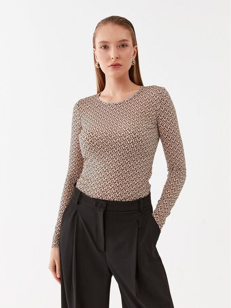 Pinko Bluzka Berlino 100639 A13G Beżowy Slim Fit. Brązowe bluzki damskie Pinko, xs, bez wzorów, z syntetyku, bez kołnierzyka, bez ramiączek. Za 399.99 zł.