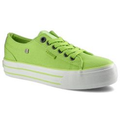 Zielone Trampki Big Star Buty Damskie Półbuty. Zielone półbuty damskie Big Star, bez wzorów, z dresówki, retro, bez obcasa, na platformie. Za 95.50 zł.