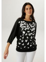 Aniston Koszulka w kolorze czarno-białym rozmiar: 46. Czarne bluzki damskie Aniston, bez wzorów, bez kołnierzyka. Za 126.99 zł.