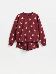 Dwuczęściowa piżama w misie - brązowy. Brązowe piżamy damskie Reserved, l, bez wzorów, z bawełny, bez ramiączek. Za 139.99 zł.