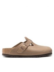 Birkenstock Klapki Boston Bs 960813 Beżowy. Brązowe klapki damskie Birkenstock, bez wzorów, z nubiku, bez obcasa. Za 549.99 zł.