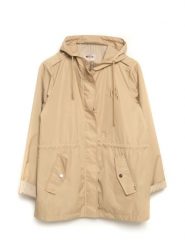Kurtka damska przeciwdeszczowa z regulacją w talii z kapturem beżowa Lisa 801. Brązowe kurtki damskie Big Star, na wiosnę, l, z aplikacjami, z tkaniny, z kapturem. Za 329.99 zł.