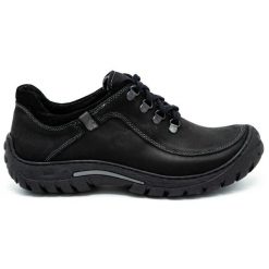 KOMODO Buty męskie trekkingowe skóra 917K czarne. Czarne buty trekkingowe męskie ze skóry, bez zapięcia. Za 362.62 zł.