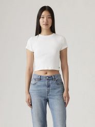 Levi's Koszulka w kolorze białym rozmiar: XXS. Białe bluzki damskie Levi's, s, bez wzorów, z bawełny, bez kołnierzyka. Za 76.04 zł.
