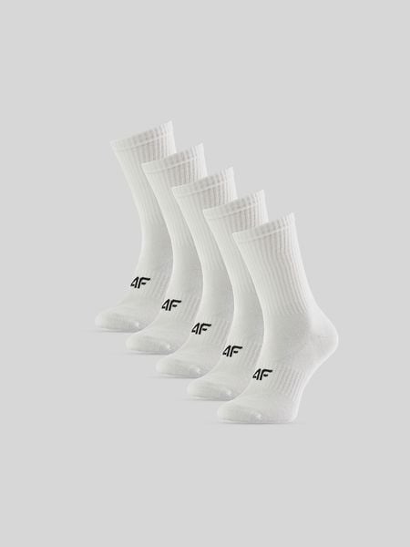 4F Skarpetki długie (5-pack) damskie - białe 35-38. Białe skarpetki damskie 4f, bez wzorów, z bawełny. Za 69.99 zł.