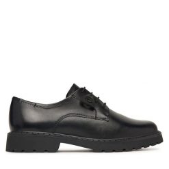 Oxfordy Tamaris. Czarne półbuty damskie Tamaris, bez wzorów, bez obcasa. Za 394.99 zł.