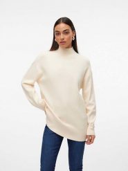 Vero Moda Sweter "Gold" w kolorze kremowym rozmiar: S. Brązowe golfy damskie Vero Moda, s, bez wzorów, ze splotem, bez ramiączek. Za 125.45 zł.