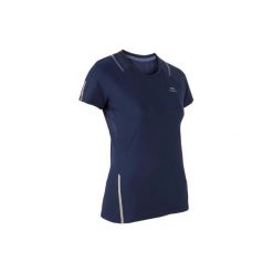 Koszulka do biegania RUN DRY+ damska. Niebieskie t-shirty damskie KALENJI, bez wzorów, z elastanu, bez kołnierzyka. Za 39.99 zł.