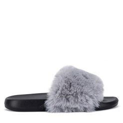 Klapki DeeZee. Szare klapki damskie DeeZee, bez wzorów, bez obcasa. Za 59.99 zł.