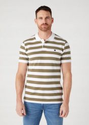 WRANGLER STRIPE SHIRT MĘSKA KOSZULKA POLO KOŁNIERZYK Olive W7CDMH989 112329247. Zielone koszulki polo męskie Wrangler, m, bez wzorów, bez ramiączek. Za 119.99 zł.