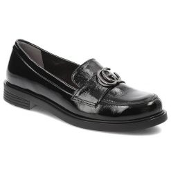 Czarne Półbuty Armodo Skórzane Eleganckie Buty. Czarne półbuty damskie Armodo, bez wzorów, z materiału, biznesowe, bez obcasa. Za 279.00 zł.