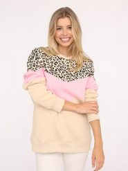 Zwillingsherz Bluza "Konny" w kolorze beżowo-jasnoróżowo-czarnym rozmiar: L/XL. Brązowe bluzy bez kaptura damskie Zwillingsherz, l, z bawełny. Za 197.63 zł.