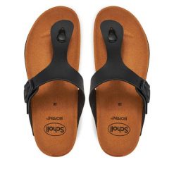 Japonki Scholl. Czarne klapki damskie Scholl, bez wzorów, bez obcasa. Za 239.99 zł.