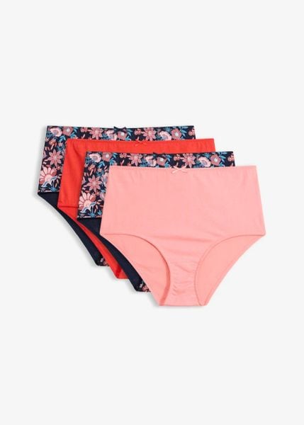 Figi z wysokim stanem z bawełny (4 pary). Niebieskie figi damskie bonprix, bez wzorów, z bawełny. Za 75.96 zł.