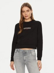 Guess Jeans Bluza W5RQ28 K68I4 Czarny Regular Fit. Czarne bluzy bez kaptura damskie Guess Jeans, xxl, z bawełny. Za 169.99 zł.