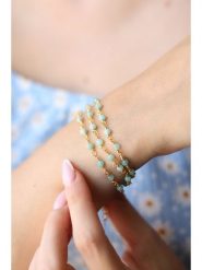 L'Atelier de Gaia Pozłacana bransoletka z akwamarynem rozmiar: onesize. Niebieskie bransoletki damskie L'Atelier de Gaia, pozłacane. Za 43.99 zł.