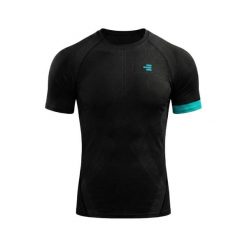Koszulka kompresyjna męska czarna/jasnoniebieska do treningu. Czarne t-shirty sportowe męskie R-EVENGE, na zimę, l, ze skóry, bez ramiączek, na fitness i siłownię. Za 211.90 zł.