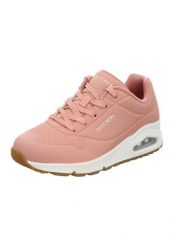 Buty sportowe Sneakersy damskie, Uno-Stand on Air. Czerwone buty sportowe na co dzień damskie Skechers, bez wzorów, z materiału, trekkingowe. Za 279.99 zł.