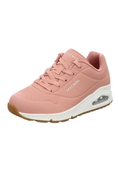 Buty sportowe Sneakersy damskie, Uno-Stand on Air. Czerwone buty sportowe na co dzień damskie Skechers, bez wzorów, z materiału, trekkingowe. Za 279.99 zł.