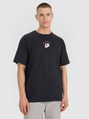 T-shirt oversize z nadrukiem męski 4F 4FRSS25TTSHM2981. Czarne t-shirty męskie 4f, m, bez wzorów, z bawełny, bez kołnierzyka. Za 51.99 zł.