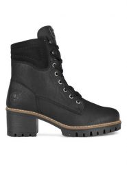 Rieker Trzewiki Y8610-00 Czarny. Czarne botki damskie Rieker, z materiału, bez obcasa, na słupku, bez zapięcia. Za 289.99 zł.