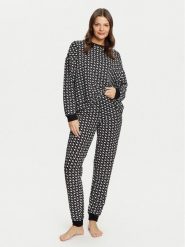 Guess Piżama O5RX09 KCMB2 Czarny Regular Fit. Czarne piżamy damskie Guess, s, z aplikacjami, z syntetyku, bez ramiączek. Za 209.99 zł.