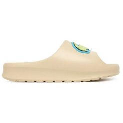Klapki damskie Lacoste Serve Slide 2.0. Białe klapki damskie Lacoste, bez wzorów, z dresówki, bez obcasa. Za 233.20 zł.