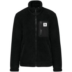 Kurtka Sherpa z polarem – klasyczny krój, z recyklingu (XL, czarna). Czarne kurtki damskie SURF MONKEY, m, bez wzorów, z materiału, bez kaptura. Za 559.00 zł.
