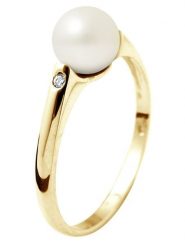 Pearline Złoty pierścionek z diamentem i perłą rozmiar: 48. Białe pierścionki damskie Pearline, z diamentem, złote. Za 1,565.99 zł.