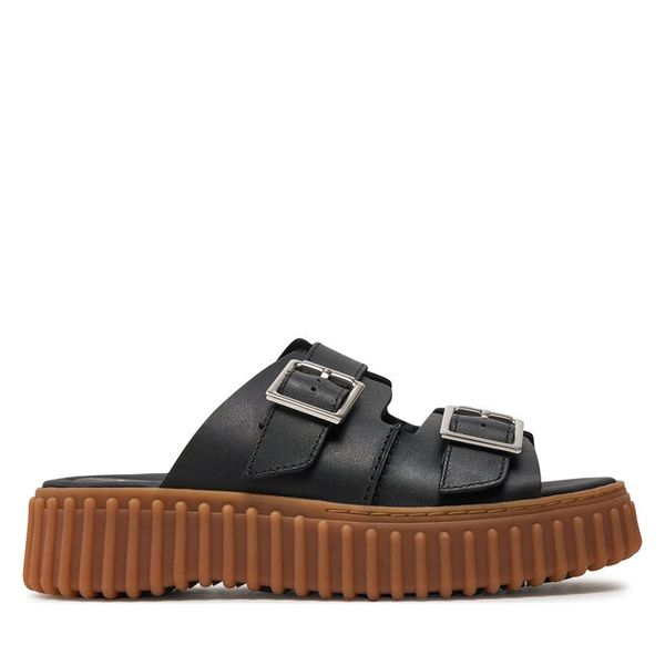 Klapki Clarks. Czarne klapki damskie Clarks, bez wzorów, bez obcasa. Za 499.99 zł.