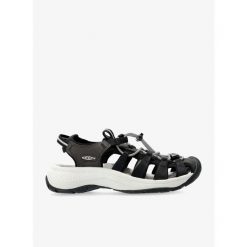Sandały trekkingowe damskie Keen Astoria West Sandal. Czarne obuwie trekkingowe damskie Keen, bez wzorów, bez obcasa. Za 369.99 zł.