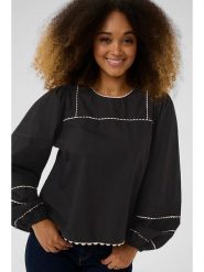 CULTURE Bluzka w kolorze czarnym rozmiar: M. Czarne bluzki damskie Culture, m, bez wzorów, z bawełny, bez kołnierzyka, bez ramiączek. Za 132.36 zł.