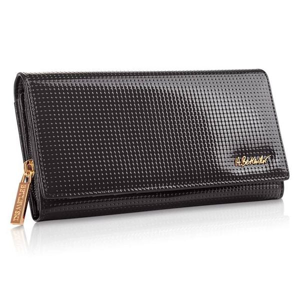 Portfel skórzany BETLEWSKI czarny BPD-DT-106. Czarne portfele damskie Betlewski, bez wzorów, ze skóry. Za 139.00 zł.