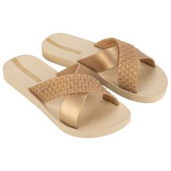 Klapki Ipanema Sense Slide Fem 27214 BC274 złote złoty. Żółte klapki damskie bez wzorów, bez obcasa. Za 218.61 zł.
