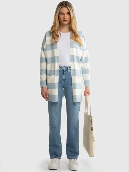 BIG STAR Kardigan w kolorze kremowo-błękitnym rozmiar: S/M. Brązowe kardigany damskie Big Star, m, bez wzorów. Za 139.99 zł.