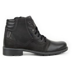 Mario Pala Śniegowce 323 czarne. Czarne buty zimowe męskie ze skóry, bez zapięcia. Za 484.00 zł.
