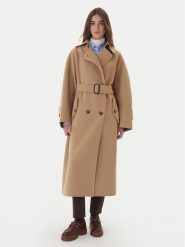 Weekend Max Mara Płaszcz wełniany Cadine 2525016022 Beżowy Regular Fit. Brązowe płaszcze damskie Weekend Max Mara, na zimę, bez wzorów, z wełny. Za 3,049.00 zł.