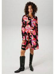 Aniston Sukienka w kolorze czarno-różowym rozmiar: 40. Czarne sukienki damskie Aniston, na co dzień, bez wzorów, z wiskozy, bez kołnierzyka, bez ramiączek, midi, proste. Za 70.41 zł.