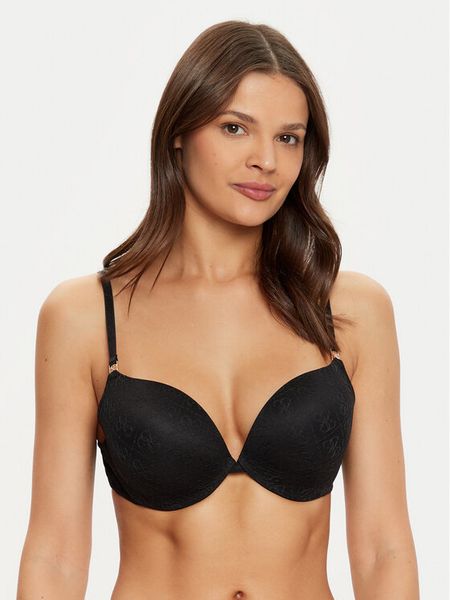 Guess Biustonosz z fiszbiną O5RC12 KCLB0 Czarny. Czarne biustonosze Guess, z aplikacjami, z syntetyku. Za 129.99 zł.