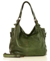Torebka damska zielona MARCO MAZZINI v47c. Zielone shopper bag damskie MARCO MAZZINI, bez wzorów, z bawełny, na ramię, bez dodatków. Za 489.25 zł.