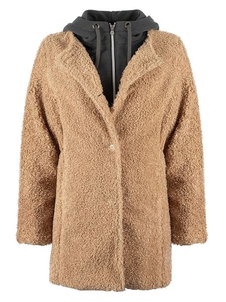 Roadsign Pluszowy płaszcz w kolorze jasnobrązowym rozmiar: M. Brązowe płaszcze damskie Roadsign, m, bez wzorów. Za 178.79 zł.