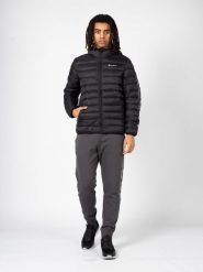 Kurtka turystyczna męska Down Jacket. Czarne kurtki męskie CHAMPION, na zimę, l, bez wzorów, z poliamidu, eleganckie, z kapturem. Za 553.00 zł.